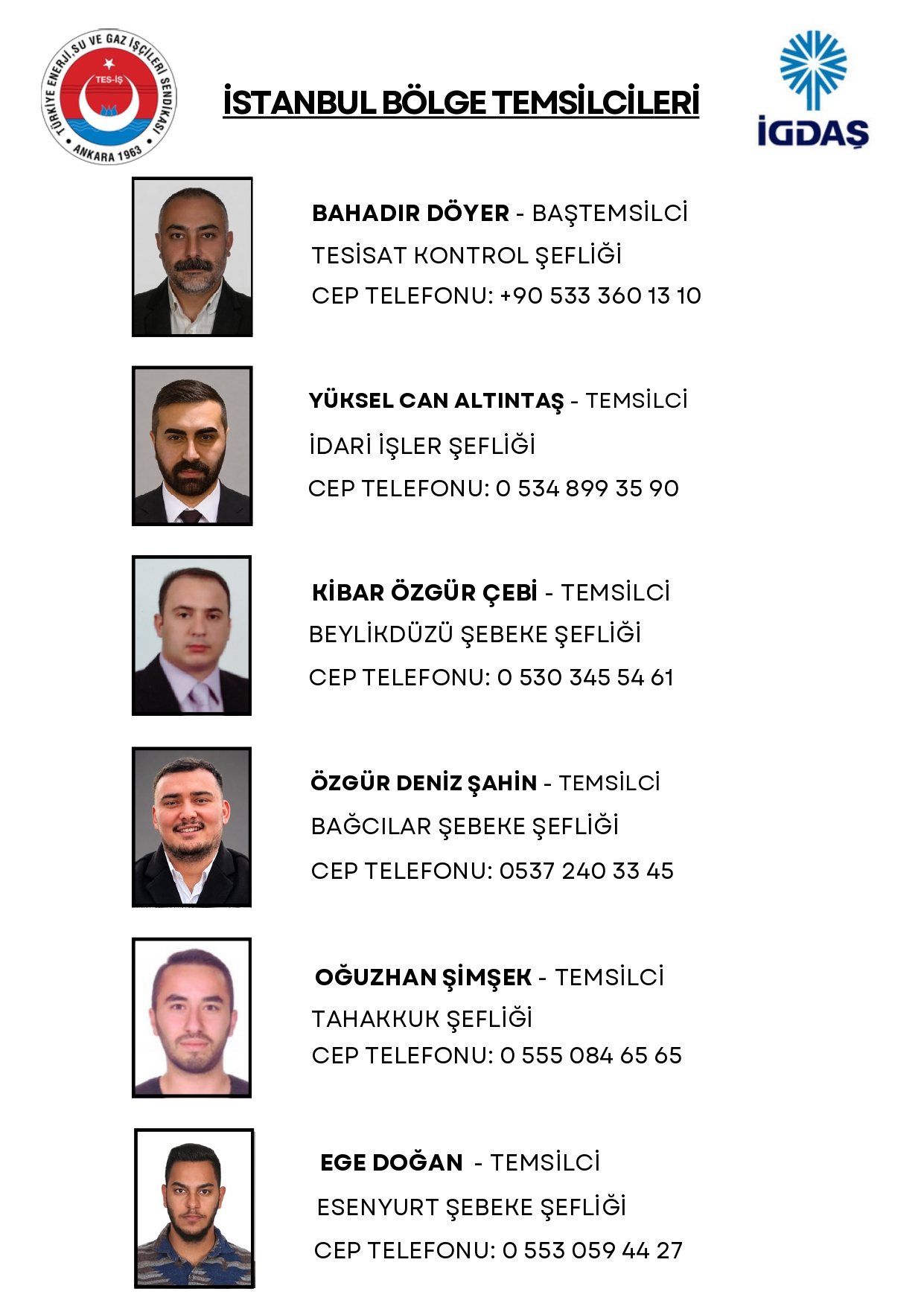 İSTANBUL BÖLGE TEMSİLCiLERi